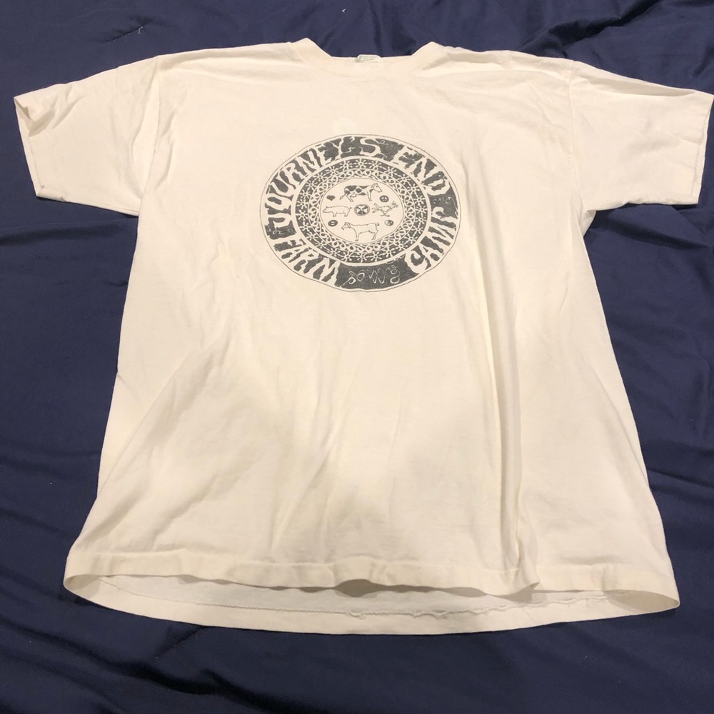 Vintage Single Stitch Tshirt Journeys End Farm Camp Folk Song Weekend 1998 90s - Picture 1 of 8